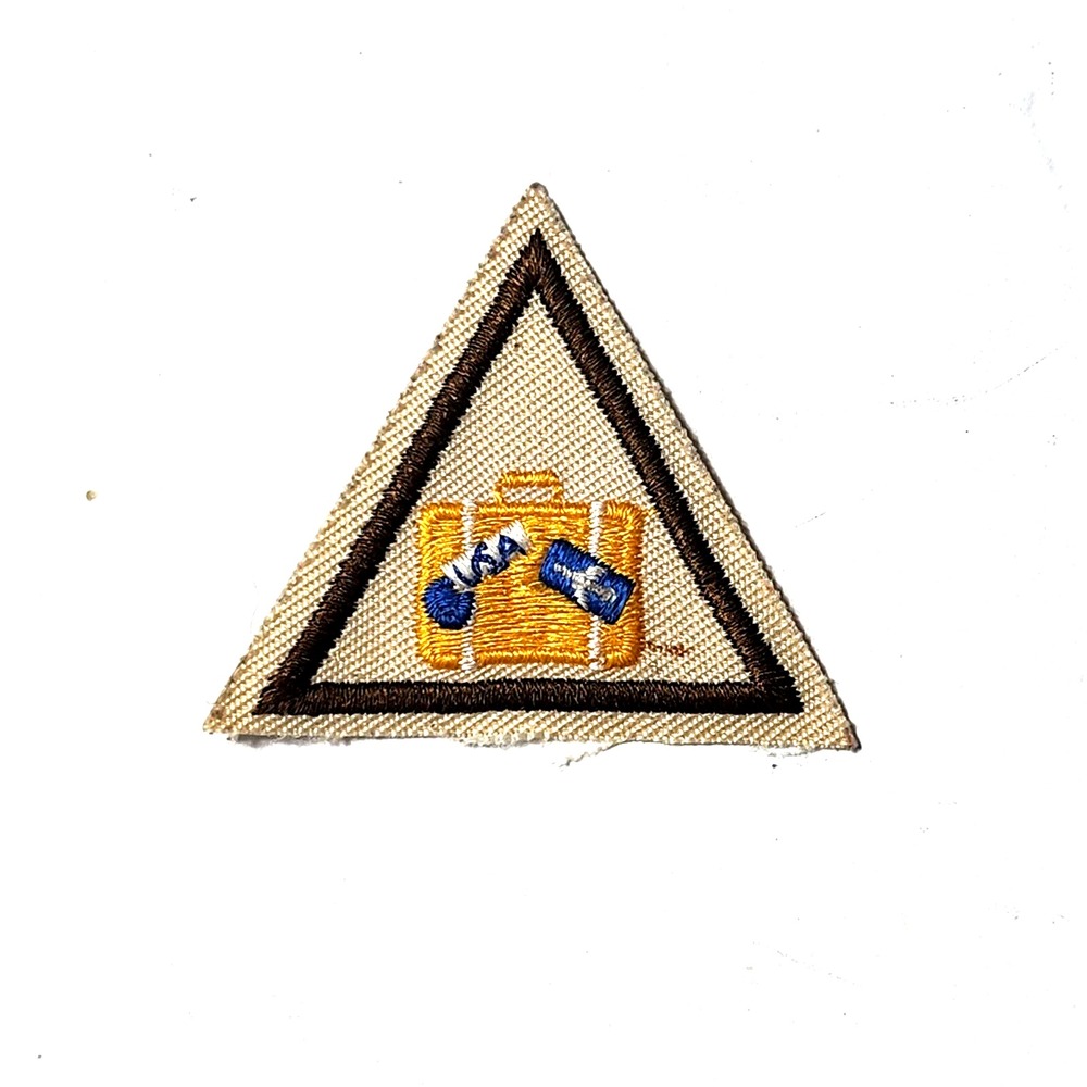 Girl Scouts Patch Travel Suitcase USA Triangle Merit Badge Brownie 2 inch